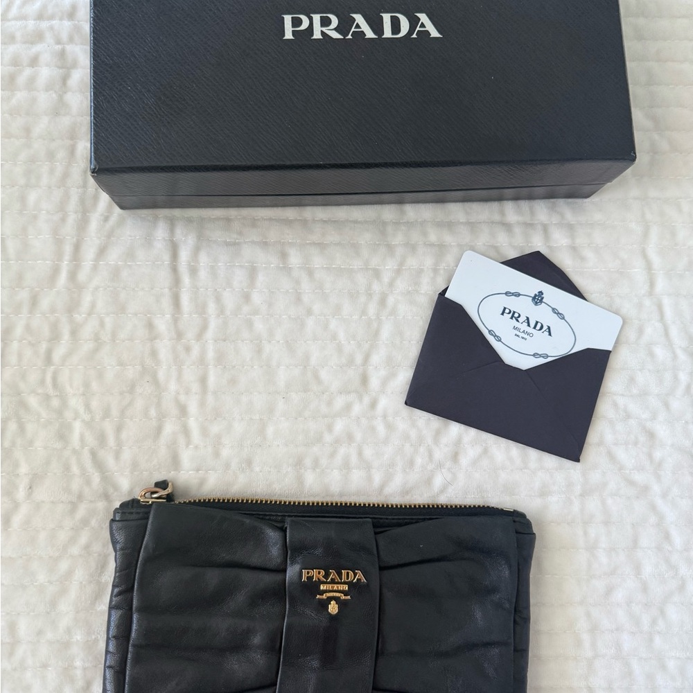 Prada Black Leather Clutch